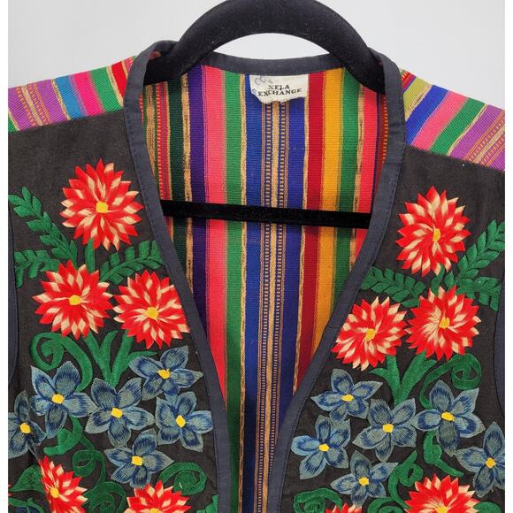 VTG Xela Exchange Womens Embroidered Cotton Boho Cottage Festival Vest Medium - Picture 4 of 7